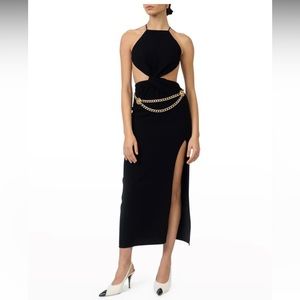 Ronny Kobo Sero Cutout Halter Midi Slit Dress